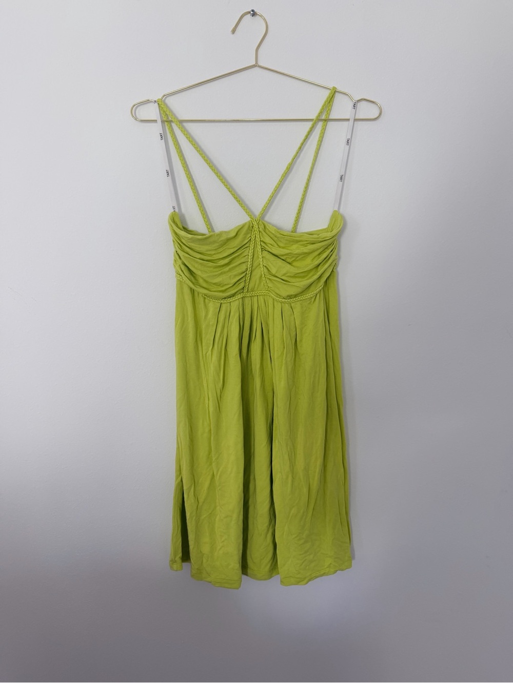 Tart Lime Green Spaghetti braided Strap Mini Dress large